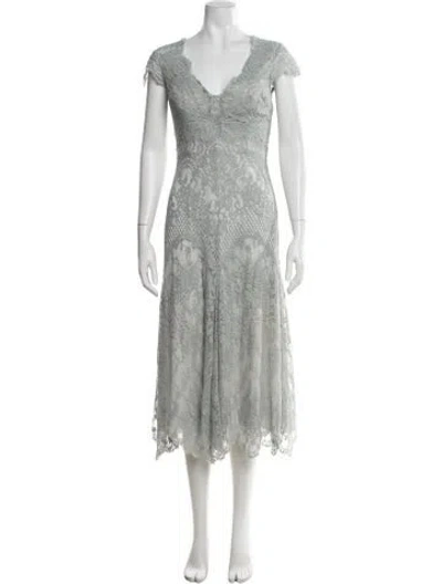Pre-owned Catherine Deane Lace Knee-length Dress In Blue