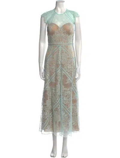 Pre-owned Catherine Deane Lace Long Dress W/ Tags In Green