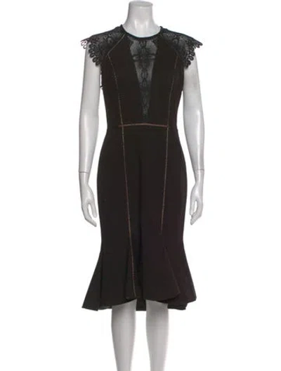 Pre-owned Catherine Deane Lace Pattern Knee-length Dress In Black