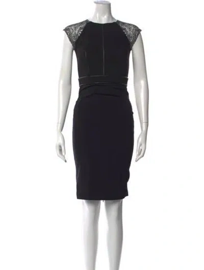 Pre-owned Catherine Deane Lace Pattern Knee-length Dress In Black/grey/metallic