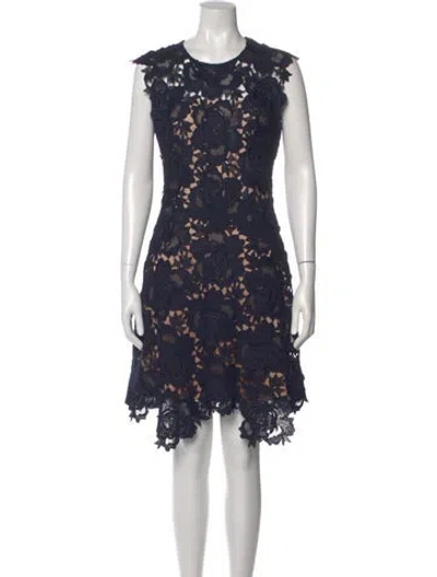 Pre-owned Catherine Deane Lace Pattern Knee-length Dress In Blue