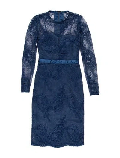 Pre-owned Catherine Deane Lace Pattern Knee-length Dress In Blue