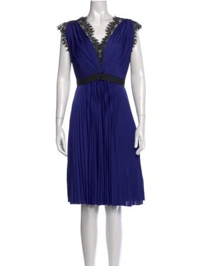 Pre-owned Catherine Deane Lace Pattern Knee-length Dress In Blue