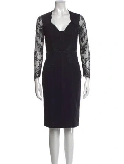 Pre-owned Catherine Deane Lace Pattern Knee-length Dress In Blue