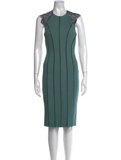 Pre-owned Catherine Deane Lace Pattern Knee-length Dress In Green