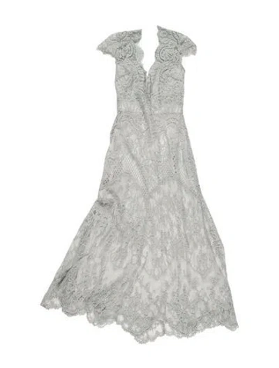 Pre-owned Catherine Deane Lace Pattern Long Dress In Blue
