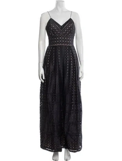 Pre-owned Catherine Deane Lace Pattern Long Dress In Blue
