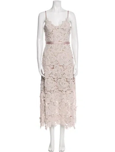 Pre-owned Catherine Deane Lace Pattern Long Dress In Pink