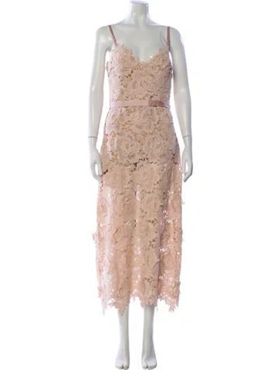 Pre-owned Catherine Deane Lace Pattern Long Dress In Pink