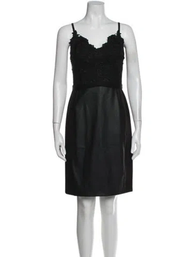 Pre-owned Catherine Deane Lace Pattern Mini Dress In Black