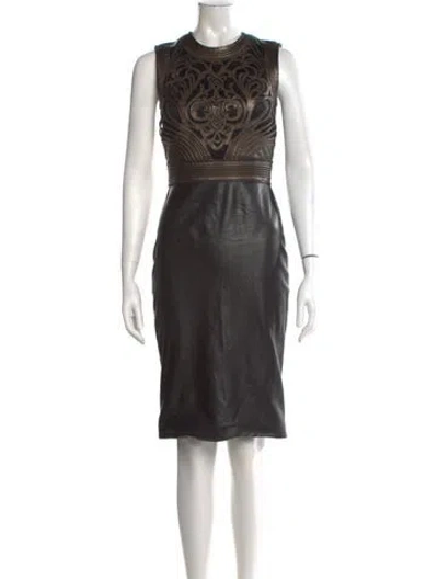 Pre-owned Catherine Deane Leather Knee-length Dress In Black
