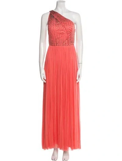 Pre-owned Catherine Deane One-shoulder Long Dress In Pink