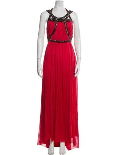 Pre-owned Catherine Deane Scoop Neck Long Dress In Red