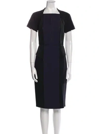 Pre-owned Catherine Deane Square Neckline Knee-length Dress In Black
