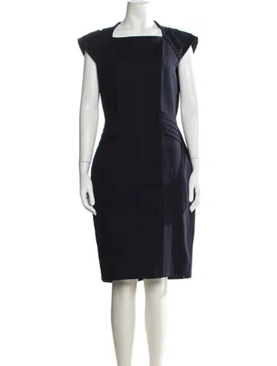 Pre-owned Catherine Deane Square Neckline Knee-length Dress In Black