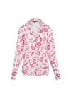 Catherine Gee Daria Blouse In Hot Pink Lips In Multi