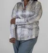 Catherine Gee Daria French Cuff Blouse - Plus In Sedona Snake In Blue