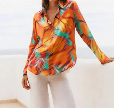 Catherine Gee Daria French Cuff Blouse In Monarch Haze In Orange