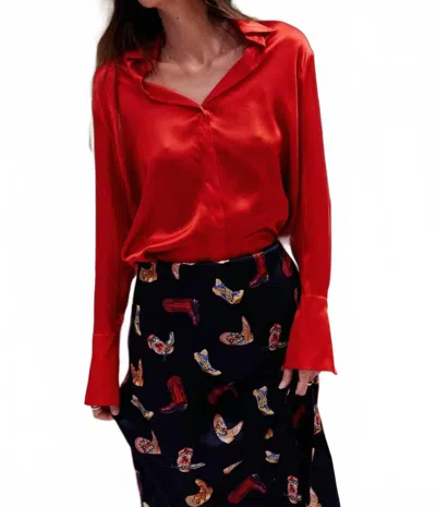 Catherine Gee Daria French Cuff Blouse In Toreador In Red