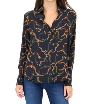 Catherine Gee Daria French Cuff Blouse In Wellington In Multi