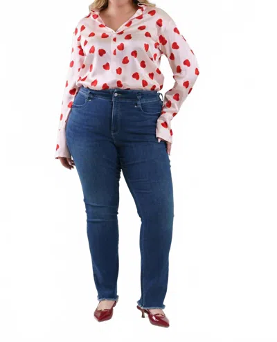 Catherine Gee Daria French Cuff Silk Blouse - Plus In Raspberry Heart In White