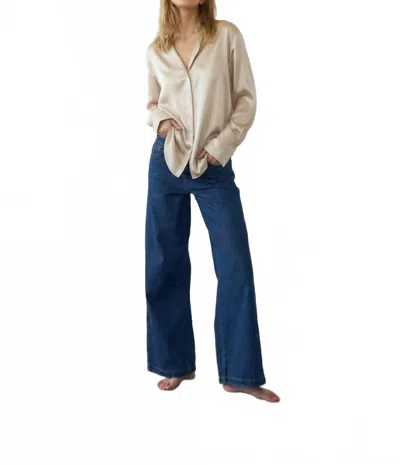 Catherine Gee Daria French Cuff Silk Blouse In Oat In Neutral