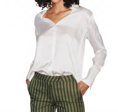 Catherine Gee Daria French Cuff Silk Blouse In White In Multi