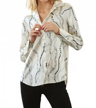 Catherine Gee Daria French Cuff Silk Blouse In White Chain In Multi