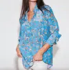 Catherine Gee Daria Silk Blouse In Corfu In Blue