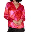 Catherine Gee Daria Silk Blouse In Hot Roses In Multi