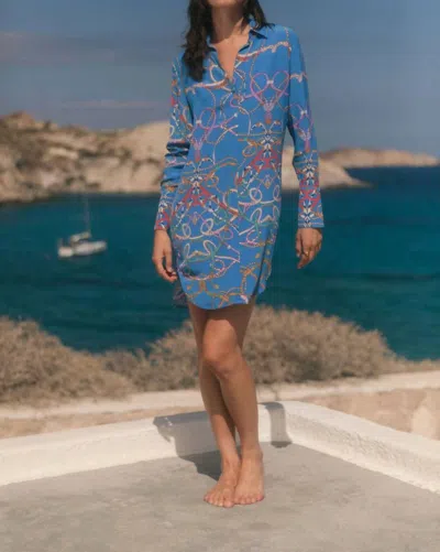 Catherine Gee Daria Silk Shirt Dress In Blue Belt