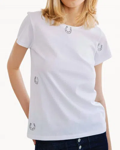 Catherine Gee Embroidered Horseshoe Cotton Tee In White