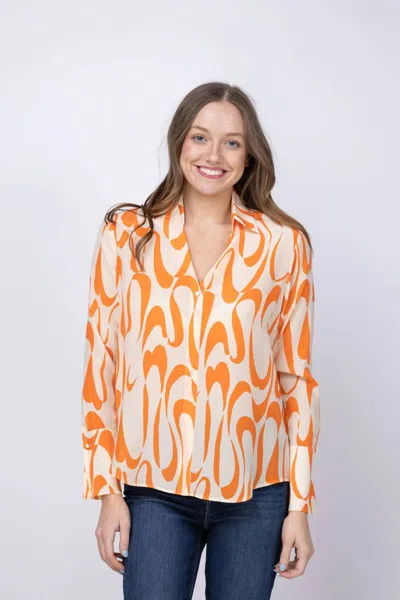 Catherine Gee Katie French Cuff Blouse In Valencia In Multi