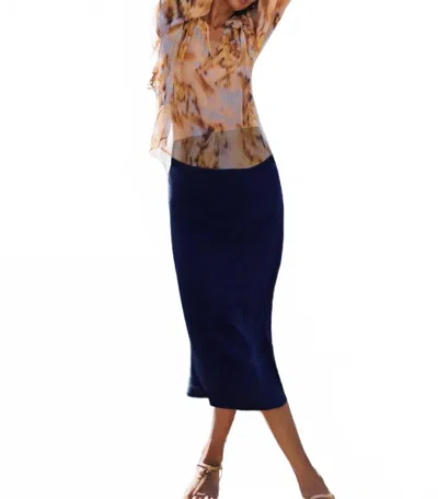 Catherine Gee Siena Slip Skirt In Midnight Navy In Blue