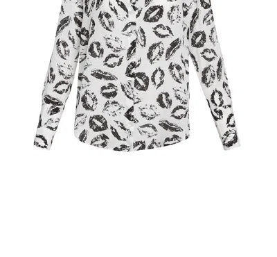 Catherine Gee Women's Daria French Cuff Silk Blouse In Lips Black/white