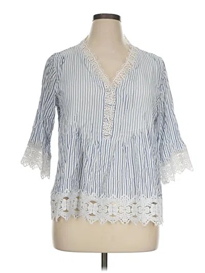 Pre-owned Catherine Malandrino 3/4 Sleeve Blouse In Blue