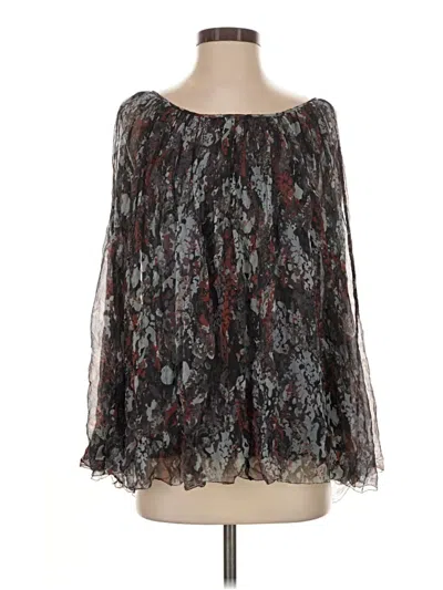 Pre-owned Catherine Malandrino 3/4 Sleeve Silk Top Black Cold Shoulder Neckline Tops