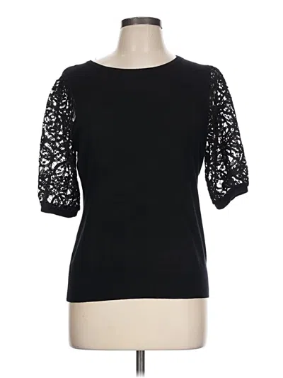 Pre-owned Catherine Malandrino 3/4 Sleeve Top Black Boatneck Tops