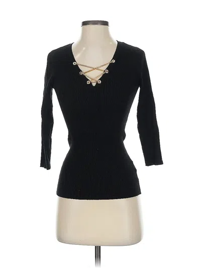 Pre-owned Catherine Malandrino 3/4 Sleeve Top Black Open Neckline Tops