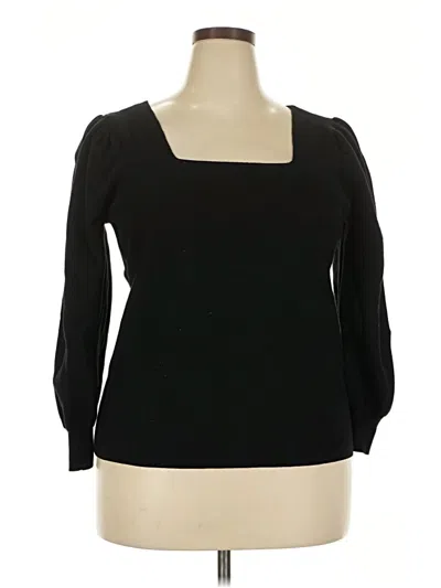 Pre-owned Catherine Malandrino 3/4 Sleeve Top Black Square Neckline Tops