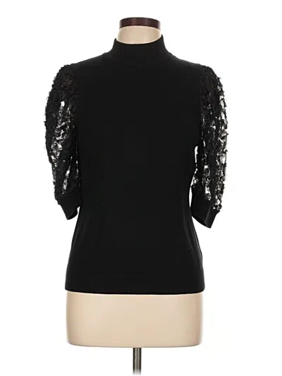 Pre-owned Catherine Malandrino 3/4 Sleeve Top Black Turtleneck Tops
