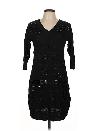 Pre-owned Catherine Malandrino 3/4 Sleeve Top Black V Neck Tops