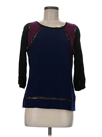 Pre-owned Catherine Malandrino 3/4 Sleeve Top Blue Scoop Neck Tops