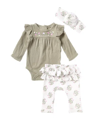 Catherine Malandrino Kids' 3pc Bodysuit Set In Green