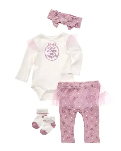Catherine Malandrino Kids' 4pc Bodysuit Set In White