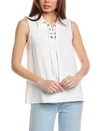 CATHERINE MALANDRINO COLLARED LACED-UP TANK