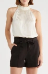 Catherine Malandrino Emboidered Collar Halter Top In White