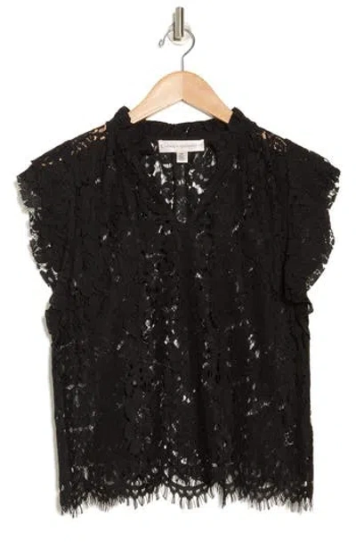 Catherine Malandrino Flutter Sleeve Lace Top