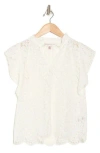 Catherine Malandrino Flutter Sleeve Lace Top In White