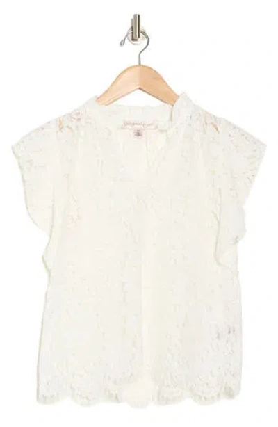 Catherine Malandrino Flutter Sleeve Lace Top